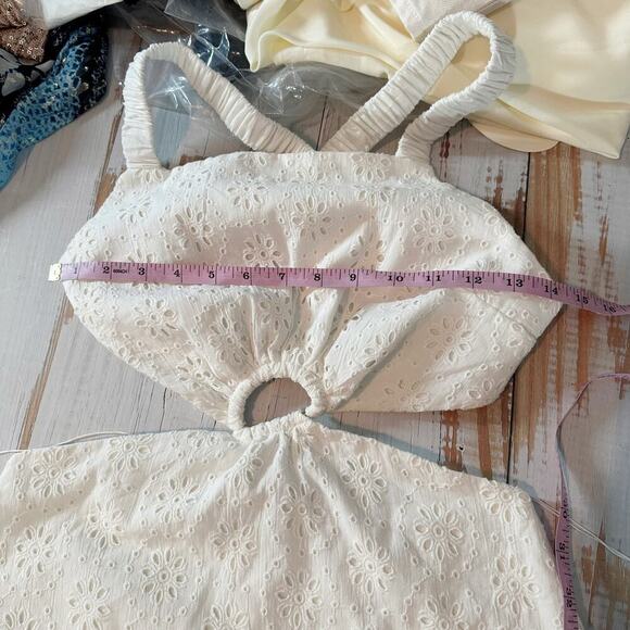 Significant Other Eleanor Eyelet Cut Out Backless Midi Dress Size US 4 Ivory - Picture 14 of 15